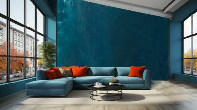 Aerial view to waves in ocean Splashing Waves. Wall mural