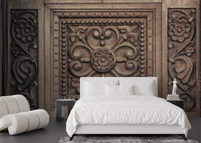 carved wooden door Wall mural