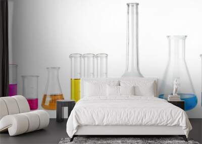 Flasks with colour liquid isolated Wall mural