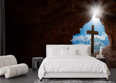 olgotha hill with silhouettes of the cross Wall mural