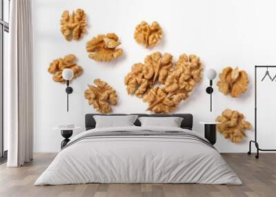 walnuts on white background Wall mural