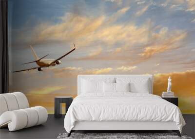 Yellow Cloud and  Airplane Wall mural