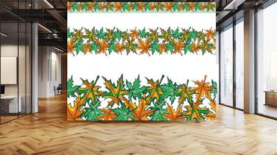 Seamless pattern with flowers and leaves on an isolated background. Vector pattern. Wall mural