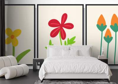 Botanical minimalist wall art poster vector set. Design for wall framed prints, canvas prints, poster, home decor, cover, wallpaper Wall mural