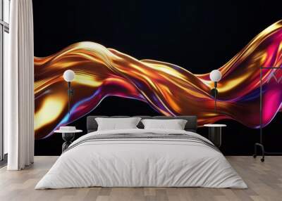 Metallic Flow. Golden Wave. Liquid Gold. Luxury Background. Abstract Wallpaper. Wall mural