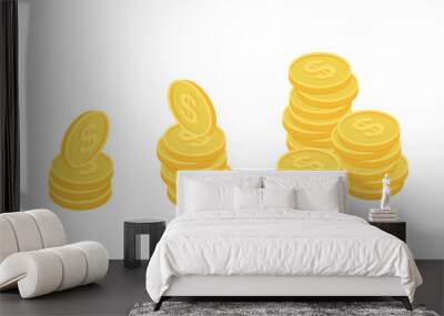 3D Isometric Coins Set Flat Vector Concep Illustration Wall mural