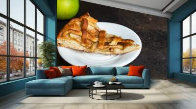 Apple pie sweet dessert tart bakery pastries biscuit fruit healthy eating top view copy space for text  Wall mural