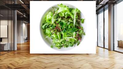 fresh green salad lettuce mix juicy microgreens snack ready to eat on the table healthy meal snack top view copy space for text food background rustic image keto or paleo diet Wall mural