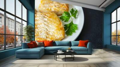 fried fish fresh seafood cod fish second course meal food snack on the table copy space food background  Wall mural