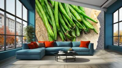 green bean raw bean pod healthy eating cooking meal food snack on the table copy space food background rustic top view Wall mural