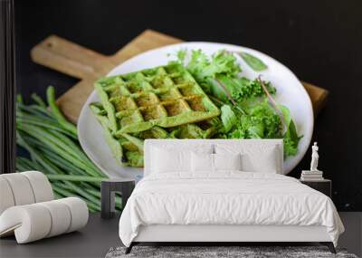 green waffles spinach, green beans, vegetables natural product portion serving size organic healthy eating top view place for text copy space second course Wall mural