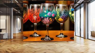 colorful painted wine glass Wall mural