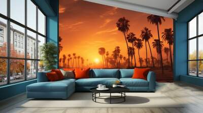 light blowing palm tree Wall mural