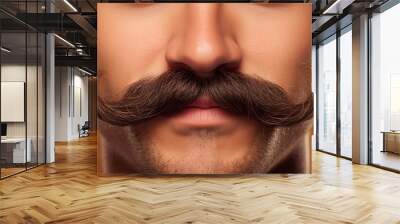 Detailed view of a man with a quirky Movember mustache Wall mural