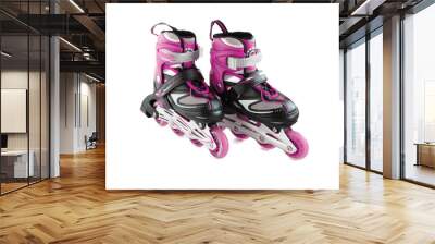 pink roller skates Wall mural