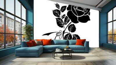 silhouette of rose Wall mural