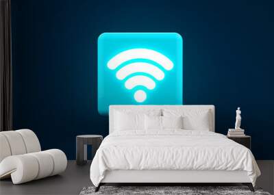 wi fi symbol over blue background, 3d render Wall mural