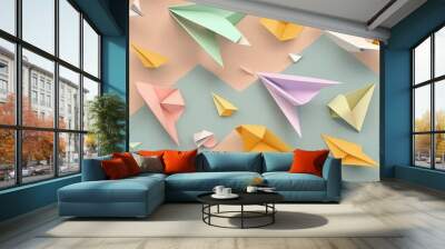 planes background origami pastel colors 3d Wall mural