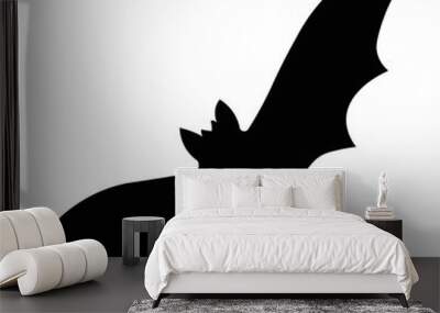  Bat silhouette design as halloween illustration in black, scary vector with transparent background, dark illustration for halloween Wall mural