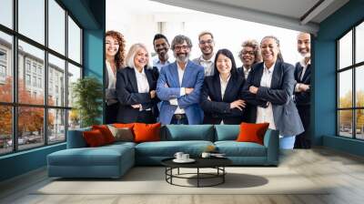 Business team of multiracial people standing in front of camera during meeting work Wall mural