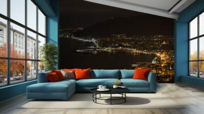 Borgio Verezzi, Italy. May 22th, 2021. Enchanting night panoramic view of Borgio Verezzi and the Ligurian Riviera. Wall mural