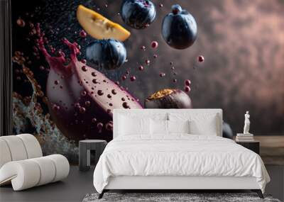 fresh tropical fruit on the table, delicious fruits, healty and natural food Wall mural