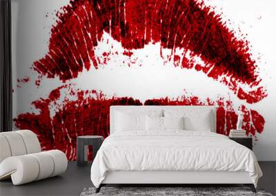 mark of lipstick, lips of a woman, stains of makeup Wall mural