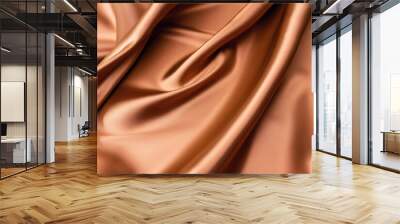 orange silk background, satin texture, waving textile Wall mural