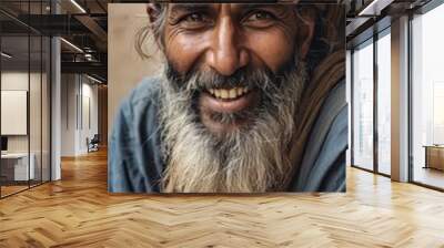 portrait of indian man, old mand from india, male face, old nepalese Wall mural