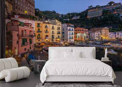 Sorrento, Italy. Panoramic view of the wonderful seaside village called Marina Grande. Wall mural