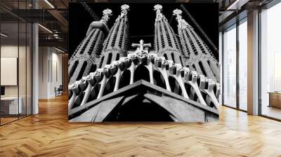 Barcelona La Sagrada Familia cathedral in black and white - Barcelona best places to visit Wall mural