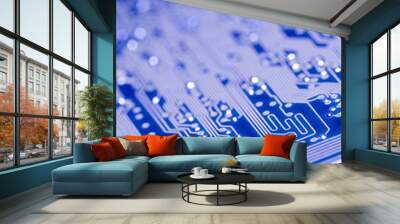 Blue and white Electronic board Wall mural