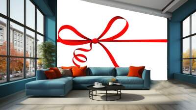 Isolated on white red ribbon curl bow gift present decorative ornament vector illustration Wall mural