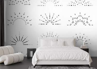 radiant sunrise lineart design icons set template vector illustration Wall mural