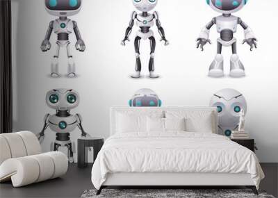 Science fiction artificial intelligence robot technology mechanical future scifi 3d design set vector illustration Wall mural