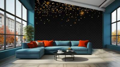 Holiday festive background with bokeh and gold stars. Wall mural