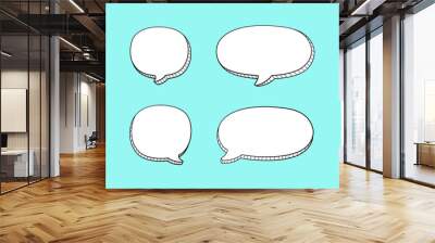 Comic 3D doodle speech bubble outline collection set vector illustration Wall mural