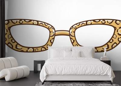 leopard print eyeglasses frame clipart. funky party glasses eyewear cartoon vector illustration. Wall mural