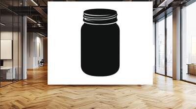 Mason glass jar silhouette template version 2. Simple flat minimal modern clip art design. Wall mural