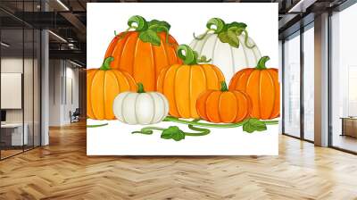 Watercolor pumpkin autumn harvest food clipart Wall mural