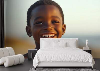 Black teenager boy on a outdoors background Wall mural