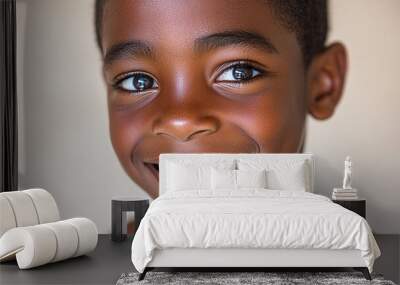 Black teenager boy on a studio background Wall mural