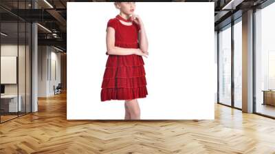 Full length. girl in red dress  posing isolated Wall mural