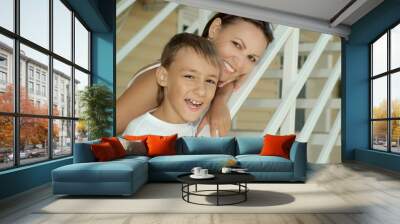 Happy Mother and son Wall mural