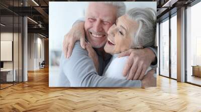 happy senior couple at home Wall mural