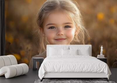 Portrait of a beautiful little girl looking at the camera Wall mural