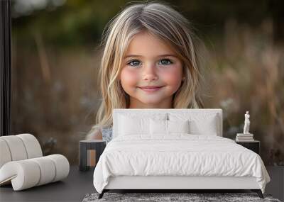 Portrait of a beautiful little girl looking at the camera Wall mural