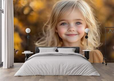 Portrait of a beautiful little girl looking at the camera Wall mural