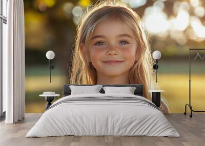 Portrait of a beautiful little girl looking at the camera Wall mural