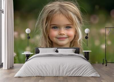 Portrait of a beautiful little girl looking at the camera Wall mural